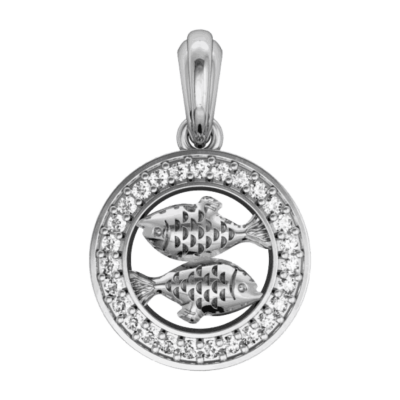Pisces Charm Pendant in Silver with 27 Certified Diamonds